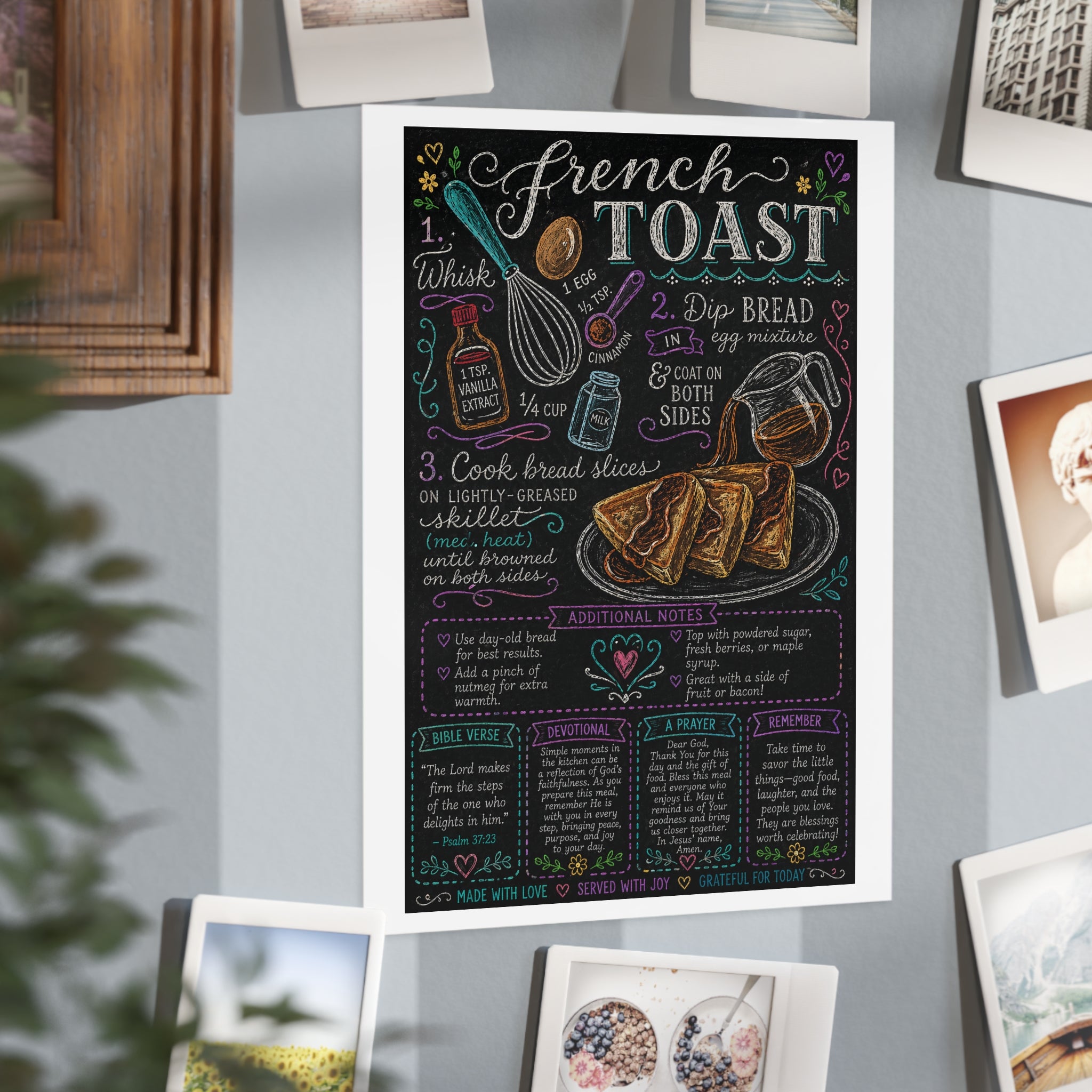 French Toast Recipe Print — Chalkboard Kitchen Art Unframed